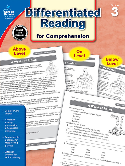 Cover image for Differentiated Reading for Comprehension, Grade 3